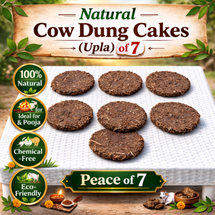 Natural Cow Dung Cakes (Upla) – Peace of 7 | 100% Organic Sun-Dried Gomay Kanda for Havan, Pooja, Yagya & Agnihotra | Chemical-Free & Eco-Friendly Traditional Fuel